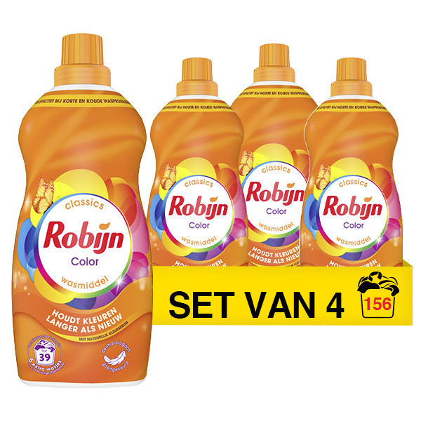 Aanbieding: Robijn Klein & Krachtig Color Vloeibaar Wasmiddel 1,19 liter (4 flessen - 156 wasbeurten) SRO05274 - 1