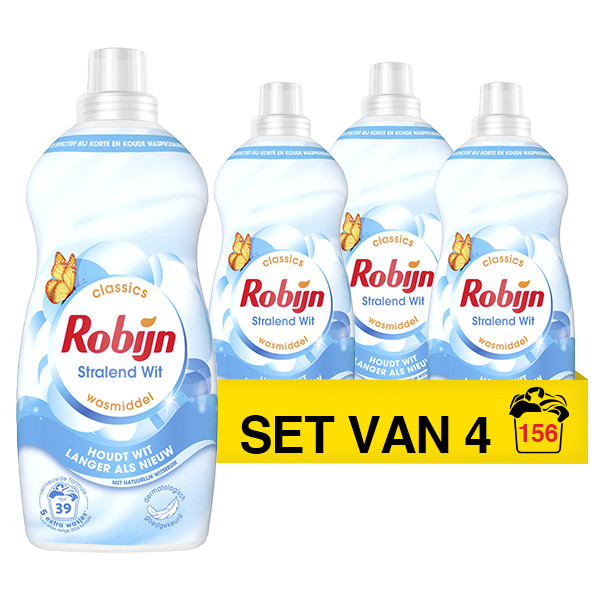 Aanbieding: Robijn Klein & Krachtig Stralend Wit Vloeibaar Wasmiddel 1,19 liter (4 flessen - 156 wasbeurten) SRO05276 - 1