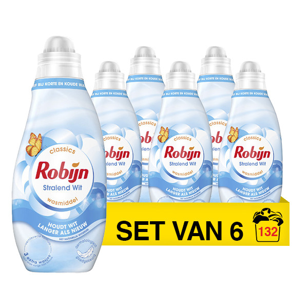 Aanbieding: Robijn Klein & Krachtig Stralend Wit Vloeibaar Wasmiddel 665 ml (6 flessen - 132 wasbeurten) SRO05442 - 1
