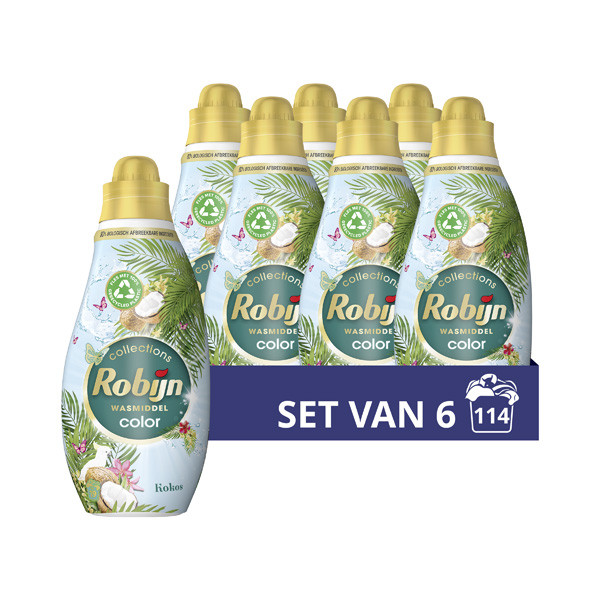 Robijn Aanbieding: Robijn Klein & Krachtig Vloeibaar Wasmiddel Kokos Sensation 665 ml (6 flessen - 114 wasbeurten)  SRO05080 - 1