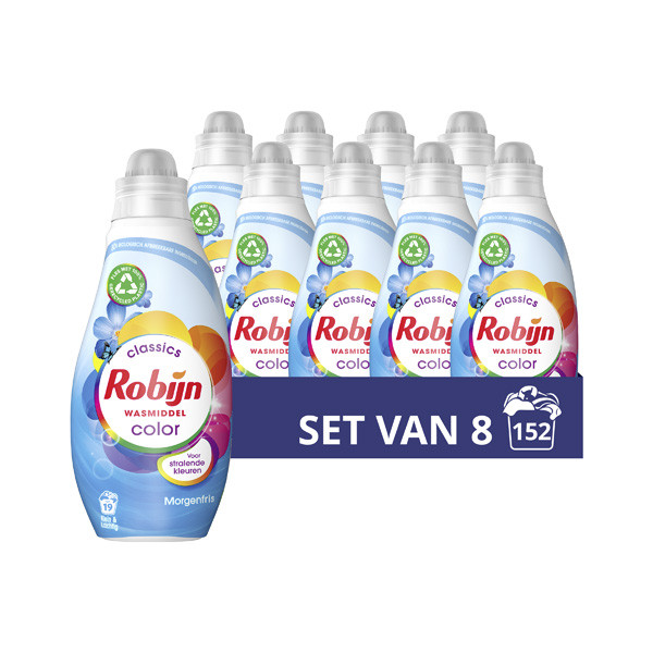Robijn Aanbieding: Robijn Klein & Krachtig Vloeibaar Wasmiddel Morgenfris 665 ml (8 flessen - 152 wasbeurten)  SRO00537 - 1
