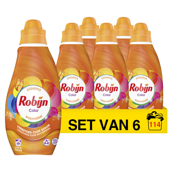 Robijn Aanbieding: Robijn Klein & Krachtig vloeibaar wasmiddel Color 665 ml (6 flessen - 114 wasbeurten)  SRO05215 - 1