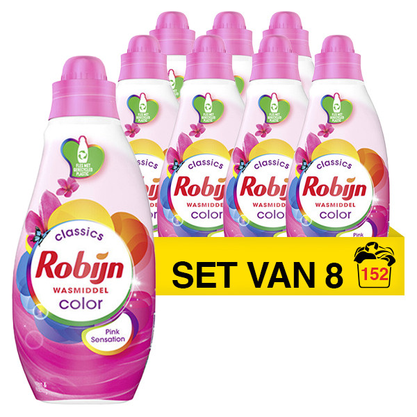 Robijn Aanbieding: Robijn Klein & Krachtig vloeibaar wasmiddel Color Pink Sensation 665 ml (8 flessen - 152 wasbeurten)  SRO00533 - 1