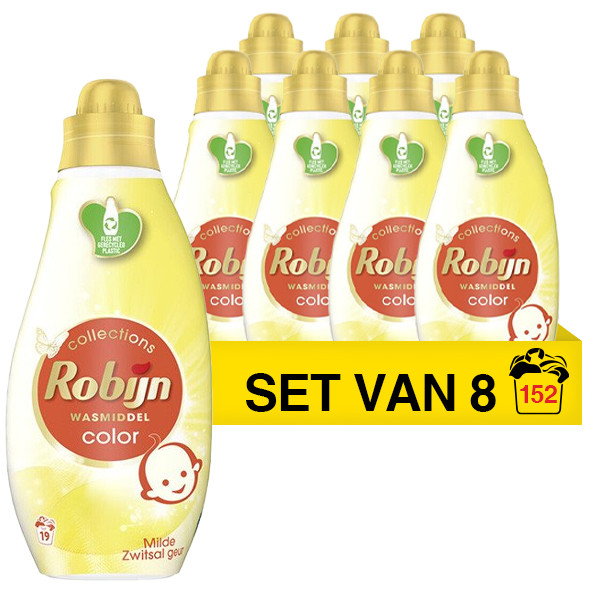 Robijn Aanbieding: Robijn Klein & Krachtig vloeibaar wasmiddel Color Zwitsal 665 ml (8 flessen - 152 wasbeurten)  SRO00535 - 1