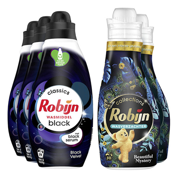 Robijn Aanbieding: Robijn Perfect Match Wasmiddel & Wasverzachter Black Velvet & Beautiful Mystery (5 flessen - 57 wasbeurten)  SRO00523 - 1