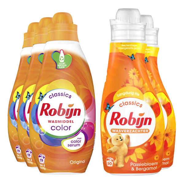 Robijn Aanbieding: Robijn Perfect Match Wasmiddel & Wasverzachter Color & Passiebloem (5 flessen - 57 wasbeurten)  SRO00527 - 1