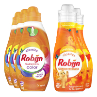 Robijn Aanbieding: Robijn Perfect Match Wasmiddel & Wasverzachter Color & Passiebloem (5 flessen - 57 wasbeurten)  SRO00527