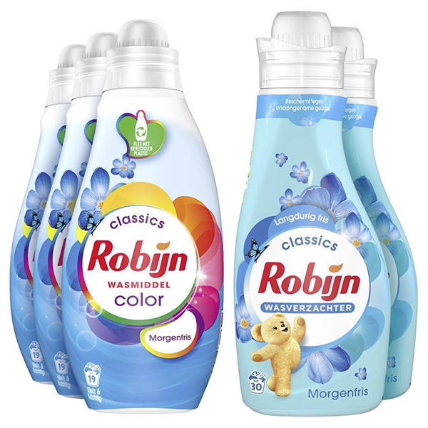 Aanbieding: Robijn Perfect Match Wasmiddel & Wasverzachter Morgenfris (5 flessen - 57 wasbeurten) SRO00524 - 1