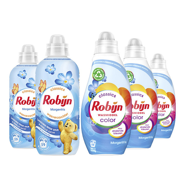 Aanbieding: Robijn Perfect Match Wasmiddel & Wasverzachter Morgenfris (5 flessen - 57 wasbeurten) SRO05474 - 1