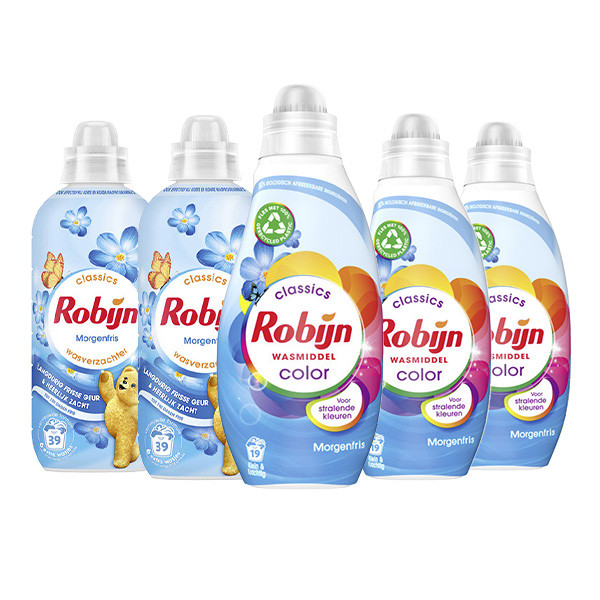 Aanbieding: Robijn Perfect Match Wasmiddel & Wasverzachter Morgenfris (5 flessen - 57 wasbeurten) SRO05474 - 2