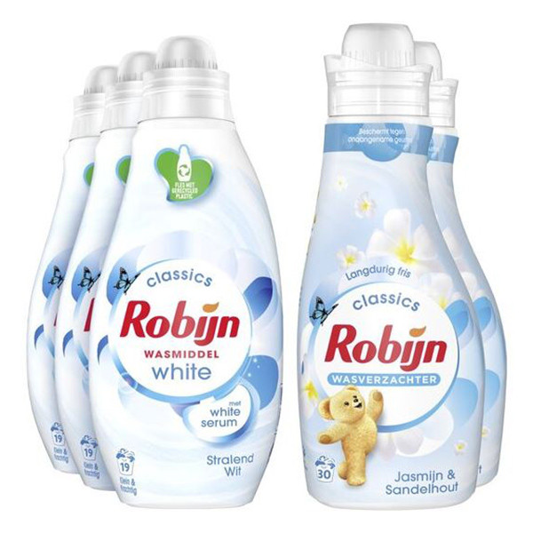 Robijn Aanbieding: Robijn Perfect Match Wasmiddel & Wasverzachter Stralend Wit (5 flessen - 57 wasbeurten)  SRO05093 - 1