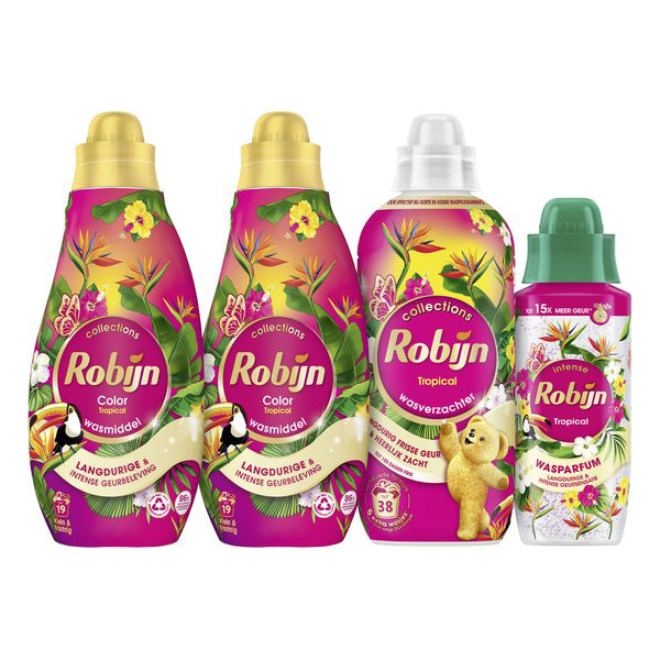 Aanbieding: Robijn Perfect Match Wasmiddel, Wasverzachter & Wasparfum Tropical (4 flessen - 38 wasbeurten) SRO05463 - 6