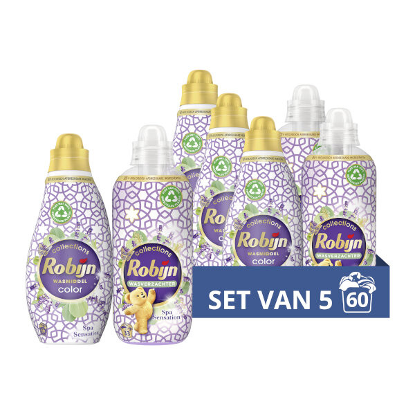 Robijn Aanbieding: Robijn Perfecte Match Wasmiddel & Wasverzachter Color Spa Sensation (5 flessen - 60 wasbeurten)  SRO05234 - 1