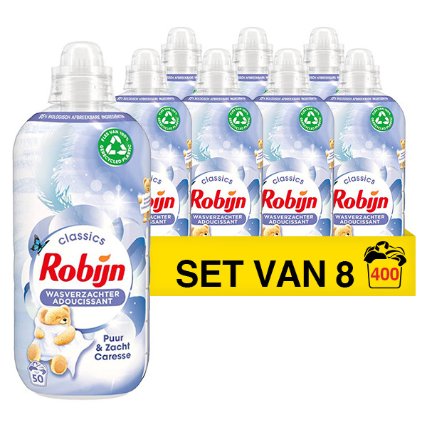 Robijn Aanbieding: Robijn Puur & Zacht wasverzachter 1,25 L (8 flessen - 50 wasbeurten)  SRO05186 - 1