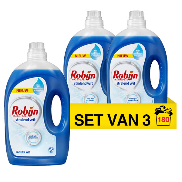 Robijn Aanbieding: Robijn Stralend Wit vloeibaar wasmiddel (3 flessen - 180 wasbeurten)  SRO00120 - 1