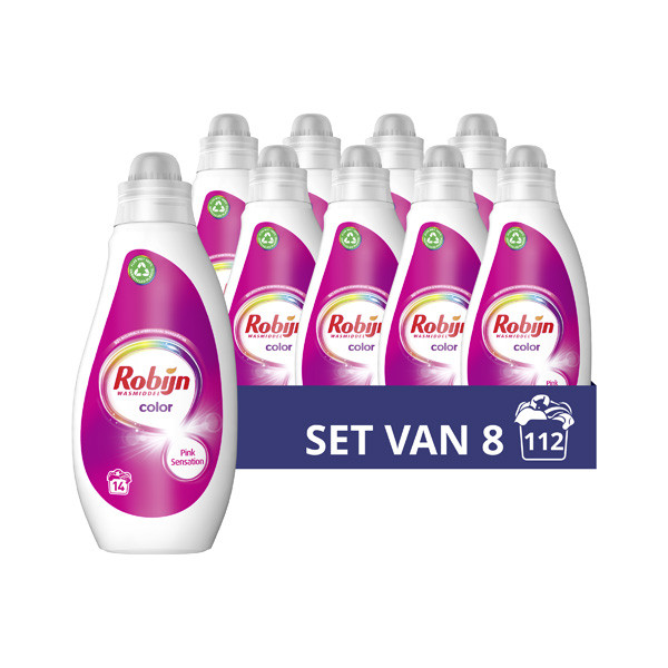 Robijn Aanbieding: Robijn Vloeibaar Wasmiddel Color Pink Sensation 700 ml (8 flessen - 112 wasbeurten)  SRO05066 - 1