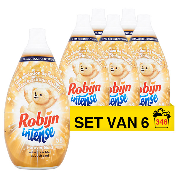 Robijn Aanbieding: Robijn wasverzachter Intense Forever Gold ultra geconcentreerd (6 flessen - 348 wasbeurten)  SRO00217 - 1