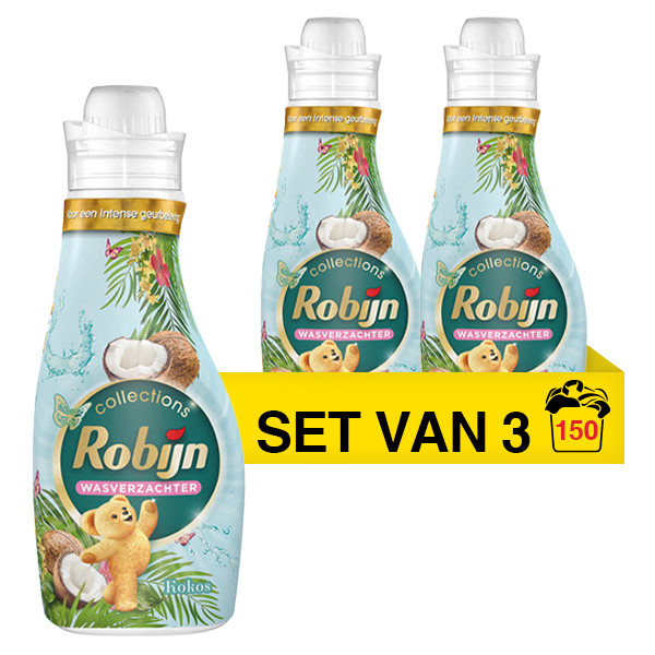 Robijn Aanbieding: Robijn wasverzachter Kokos 1,25 liter (3 flessen - 150 wasbeurten)  SRO00529 - 1