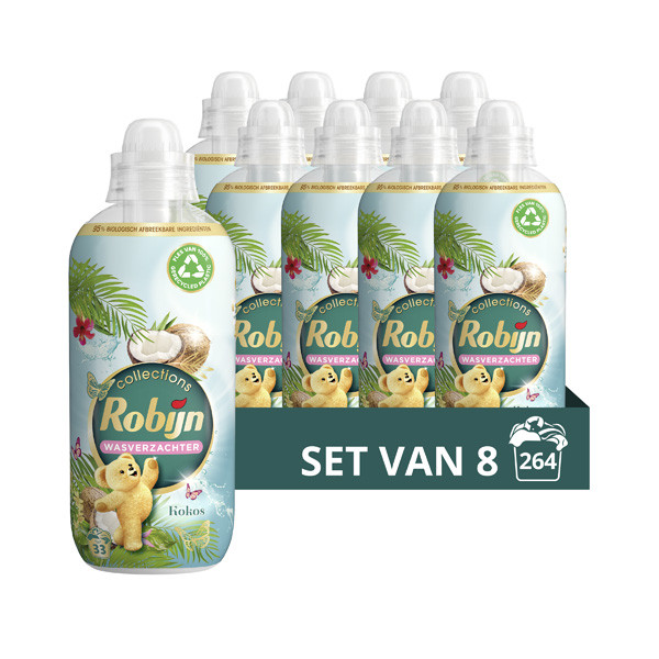 Robijn Aanbieding: Robijn wasverzachter Kokos 825 ml (8 flessen - 264 wasbeurten)  SRO05171 - 1