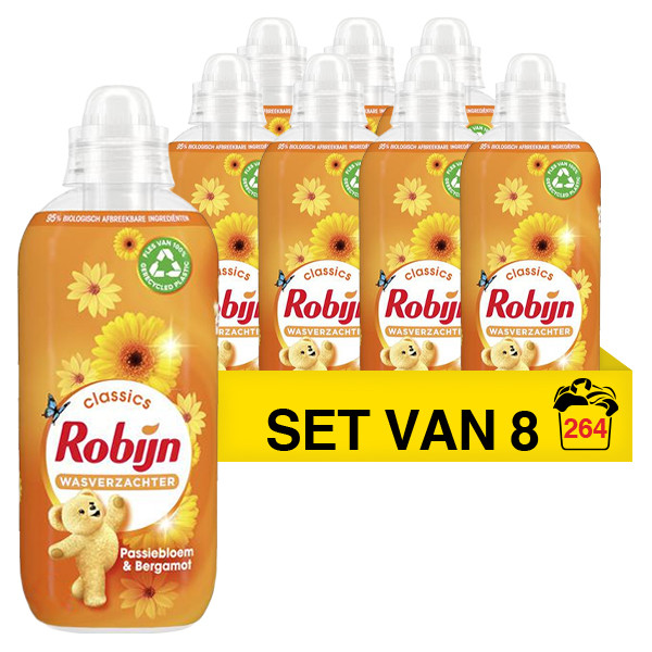 Robijn Aanbieding: Robijn wasverzachter Passiebloem en Bergamot 825 ml (8 flessen - 264 wasbeurten)  SRO05147 - 1