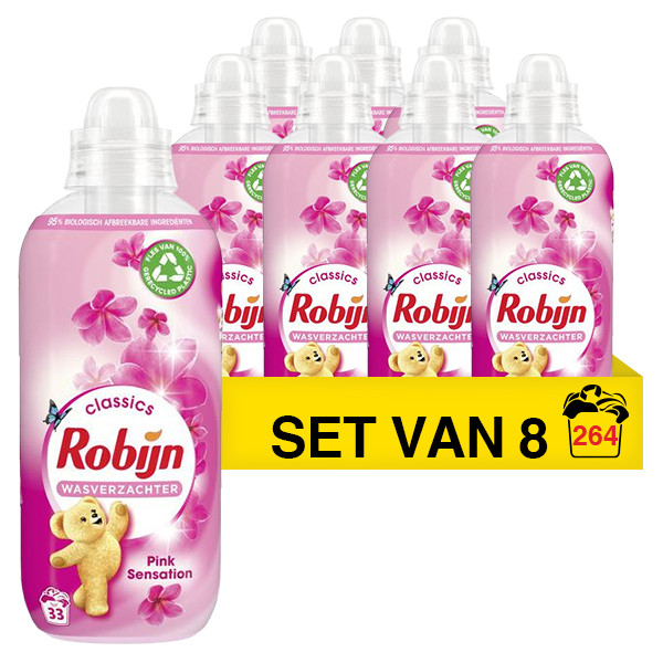 Robijn Aanbieding: Robijn wasverzachter Pink Sensation 825 ml (8 flessen - 264 wasbeurten)  SRO05151 - 1