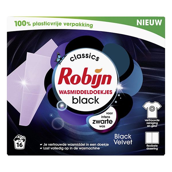 Robijn Classics wasmiddeldoekjes Black Velvet (16 wasstrips)  SRO05121 - 1