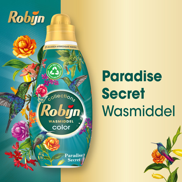 Robijn Klein & Krachtig Vloeibaar Wasmiddel Color Paradise Secret 665 ml (19 wasbeurten)  SRO05075 - 6