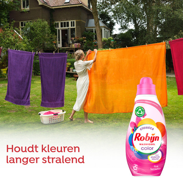 Robijn Klein & Krachtig Vloeibaar Wasmiddel Color Pink Sensation 665 ml (19 wasbeurten)  SRO00532 - 3