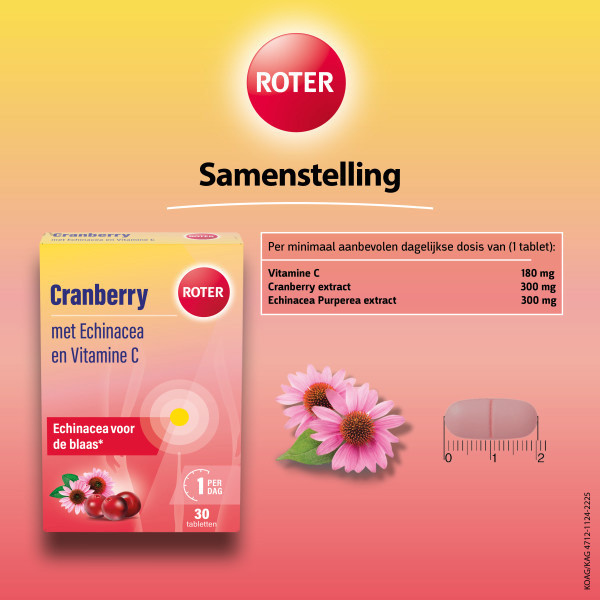 Roter Cranberry Vitamine C & Echinacea Tabletten (30 stuks) SRO05376 - 5