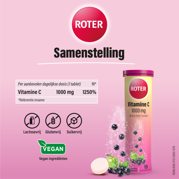 Roter Vitamine C 1000 mg Appel Zwarte Bes Bruistabletten (15 stuks) SRO05396 - 5