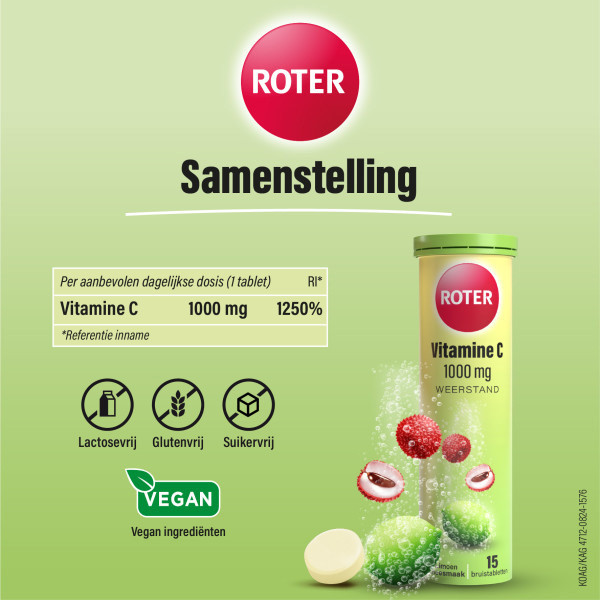 Roter Vitamine C 1000 mg Lime Lychee Bruistabletten (15 stuks) SRO05397 - 5