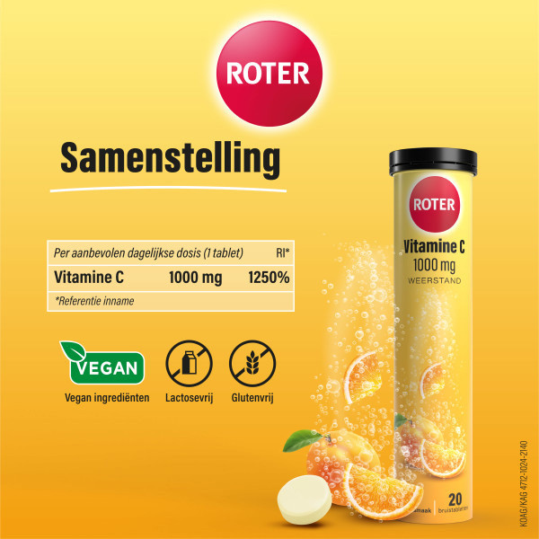 Roter Vitamine C 1000 mg Sinaasappel-Abrikoos Bruistabletten (20 stuks) SRO05389 - 5