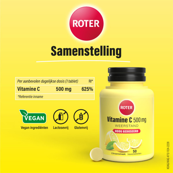 Roter Vitamine C 500 mg Hoog Gedoseerd Kauwtabletten (50 stuks) SRO05383 - 5
