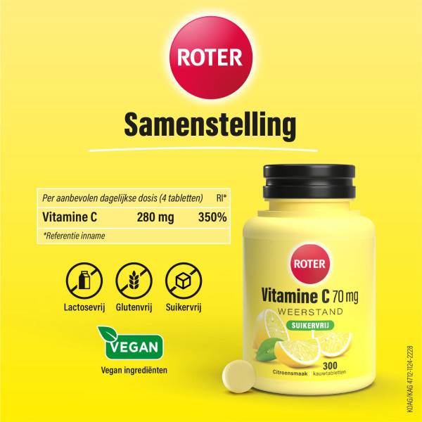 Roter Vitamine C 70 mg Suikervrij Kauwtabletten (300 stuks) SRO05390 - 5