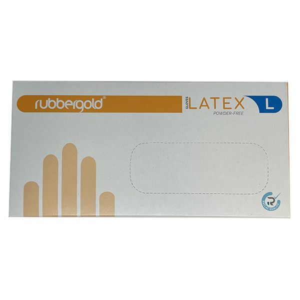 Rubbergold Latex handschoenen Maat L poedervrij (Rubbergold, wit, 100 stuks)  SME00299 - 1
