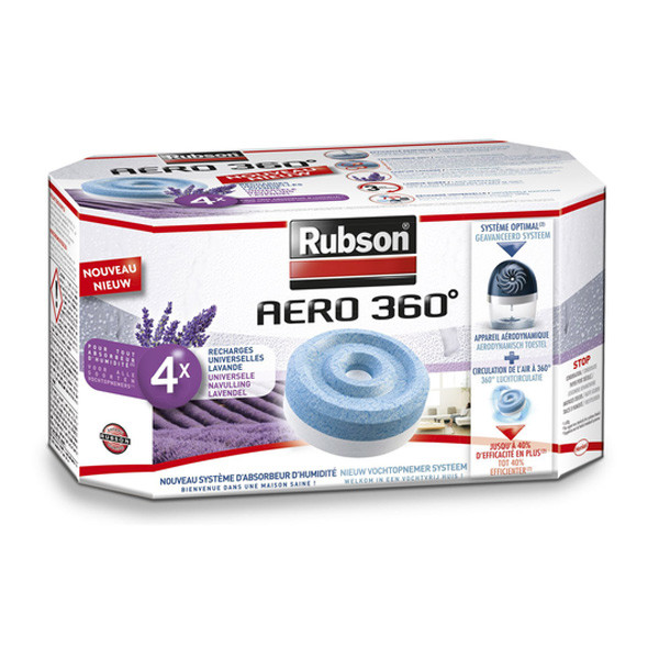 Rubson Aero 360 vochtopnemer navullingen lavendel (4 x 450 gram)  SRU00016 - 1