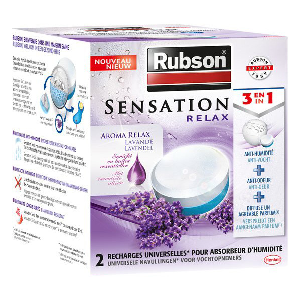 Rubson Sensation vochtopnemer navullingen lavendel (2 x 300 gram)  SRU00020 - 1