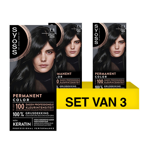 SYOSS Aanbieding: Syoss Baseline Colors 1-1 Zwart Haarverf (3 stuks)  SSY00185 - 1