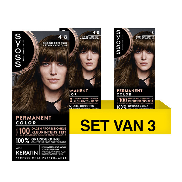 SYOSS Aanbieding: Syoss Baseline Colors 4-8 Chocoladebruin Haarverf (3 stuks)  SSY00215 - 1