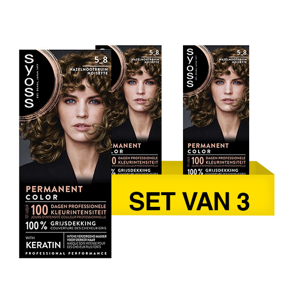 SYOSS Aanbieding: Syoss Baseline Colors 5-8 Hazelnootbruin Haarverf (3 stuks)  SSY00221 - 1