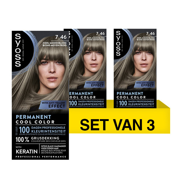 SYOSS Aanbieding: Syoss Baseline Colors 7-46 Cool Middenblond Haarverf (3 stuks)  SSY00229 - 1