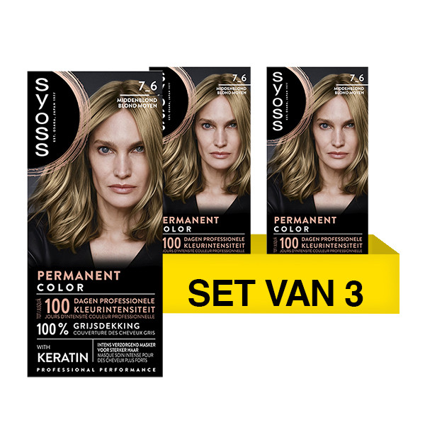 SYOSS Aanbieding: Syoss Baseline Colors 7-6 Middenblond Haarverf (3 stuks)  SSY00231 - 1