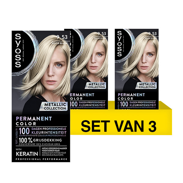 SYOSS Aanbieding: Syoss Baseline Colors Metallic Collection 9-53 Silver Blush Haarverf (3 stuks)  SSY00235 - 1