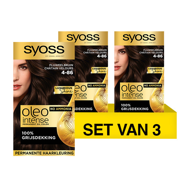 SYOSS Aanbieding: Syoss Oleo Intense 4-86 Fluweelbruin Haarverf (3 stuks)  SSY00135 - 1