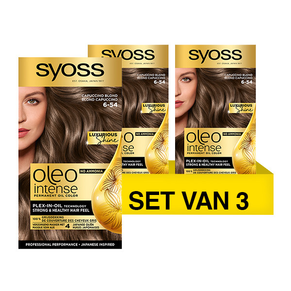 SYOSS Aanbieding: Syoss Oleo Intense 6-54 Cappucino Blond Haarverf (3 stuks)  SSY00167 - 1