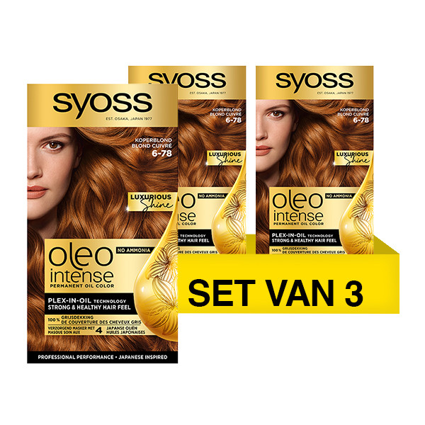 SYOSS Aanbieding: Syoss Oleo Intense 6-78 Koperblond Haarverf (3 stuks)  SSY00169 - 1