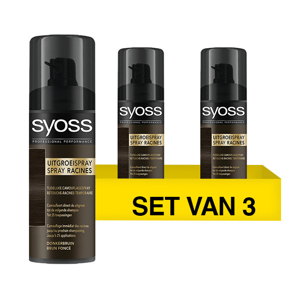 SYOSS Aanbieding: Syoss Uitgroeispray Donkerbruin (3 stuks - 120 ml)  SSY00163 - 1