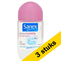 Sanex Aanbieding: 3x Sanex deoroller Dermo Invisible (50 ml)  SSA05053