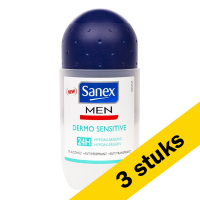 Sanex Aanbieding: 3x Sanex deoroller Dermo Sensitive for Men (50 ml)  SSA05074