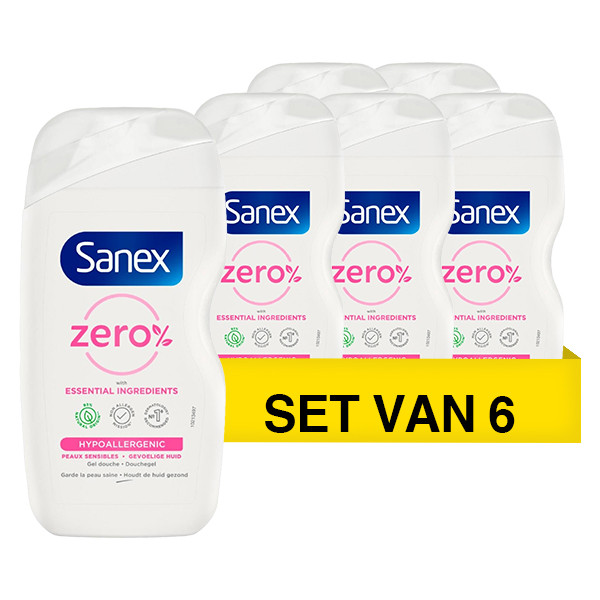 Sanex Aanbieding: 6x Sanex Zero% hypoallergene douchegel voor de gevoelige huid (400 ml)  SSA06050 - 1
